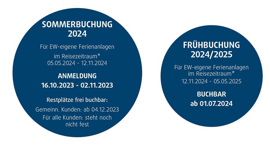 Buttons Sommerbuchung Frühbuchung 2023 2024