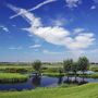Landschaft am Wasser im Oosterschelde Nationalpark unter blauem Himmel.