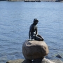 Statue der Kleinen Meerjungfrau auf einem Felsen in Kopenhagen, Dänemark